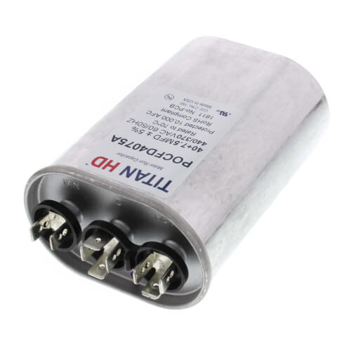 Main product image of 40/7.5 MFD Oval Dual Motor Run Capacitor (440/370V)