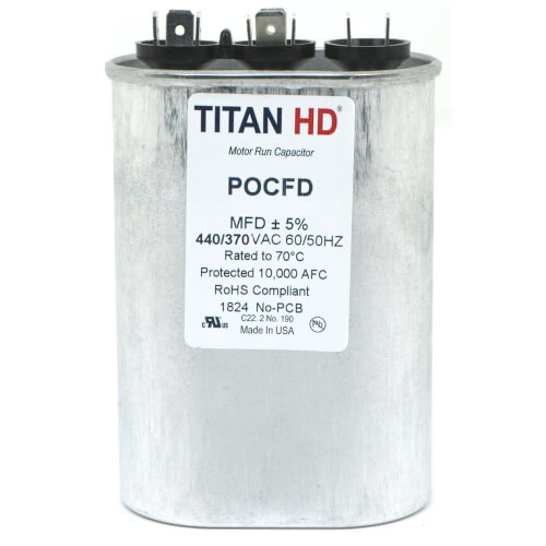 Main product image of 45/7.5 MFD Oval Dual Motor Run Capacitor (440/370V)