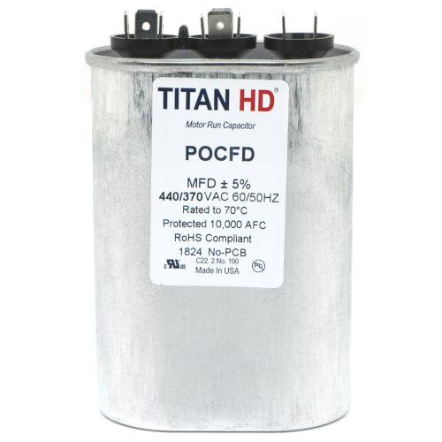 Main product image of 50/5 MFD Oval Dual Motor Run Capacitor (440/370V)