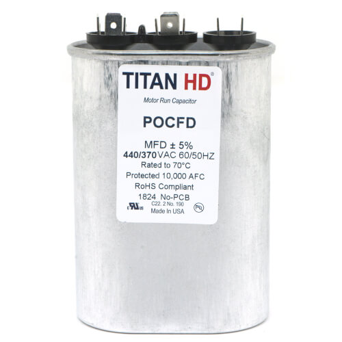 Main product image of 50/7.5 MFD Oval Dual Motor Run Capacitor (440/370V)