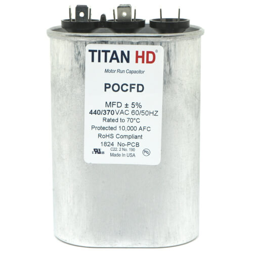 Main product image of 65/10 MFD Oval Dual Motor Run Capacitor (440/370V)