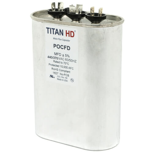 Main product image of 80/5 MFD Oval Dual Motor Run Capacitor (440/370V)