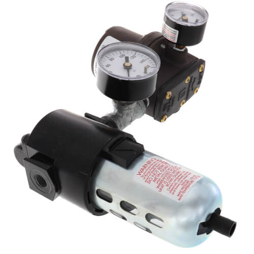 Main product image of Pressure Reducing Valve for Single Pressure Systems, with sub-micron filter station, 2 psi gauges