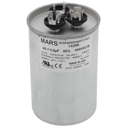Main product image of 40/5 Mfd, 440v, Dual Round Hd Capacitor, PPHD540440RD