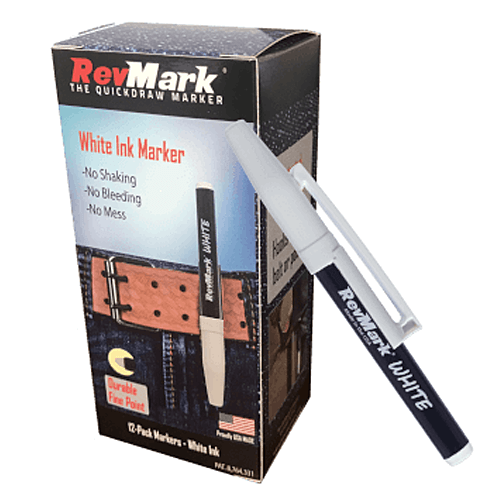 Industrial Standard Tip White Permanent Marker w/ Patented Holster Cap (12 Pack)