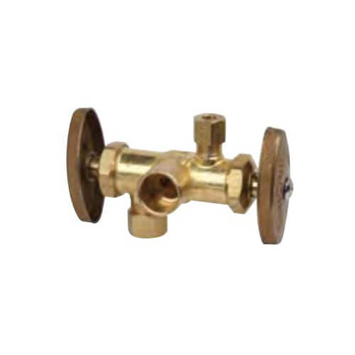 Main product image of 1/2" Nominal CPVC x 3/8" OD Compression x 3/8" OD Compression Dual Angle Supply Stop, Lead Free (Rough Brass)