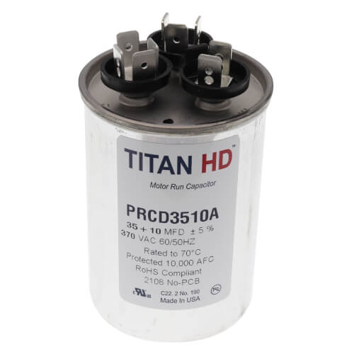 Main product image of 35/10 MFD Round Dual Motor Run Capacitor (370V)