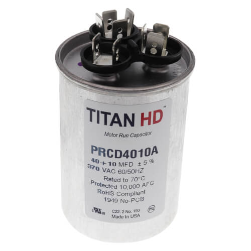 Main product image of 40/10 MFD Round Dual Motor Run Capacitor (370V)