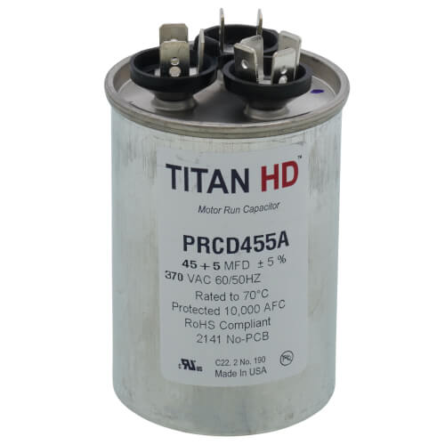 Main product image of 45/5 MFD Round Dual Motor Run Capacitor (370V)