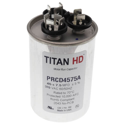 Main product image of 45/7.5 MFD Round Dual Motor Run Capacitor (370V)