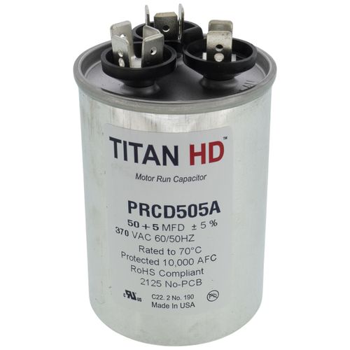 Main product image of 50/5 MFD Round Dual Motor Run Capacitor (370V)