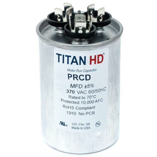 Main product image of 50/7.5 MFD Round Dual Motor Run Capacitor (370V)