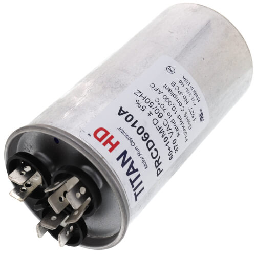 Main product image of 60/10 MFD Round Dual Motor Run Capacitor (370V)