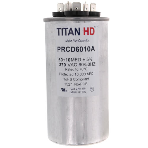 Main product image of 60/10 MFD Round Dual Motor Run Capacitor (370V)