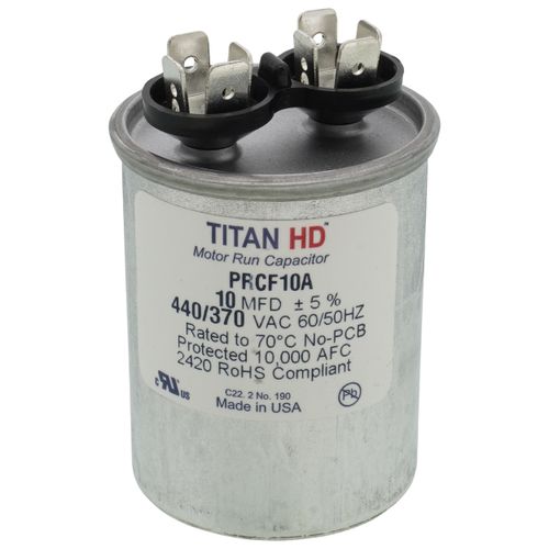 Main product image of 10 MFD Round Motor Run Capacitor (440/370V)