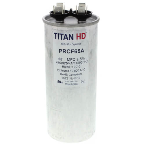 Main product image of 65 MFD Round Motor Run Capacitor (440/370V)