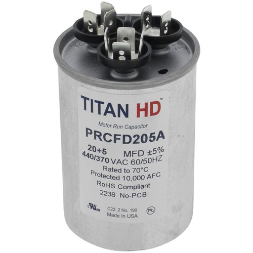 Main product image of 20/5 MFD Round Dual Motor Run Capacitor (440/370V)