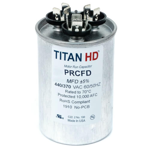 Main product image of 25/5 MFD Round Dual Motor Run Capacitor (440/370V)