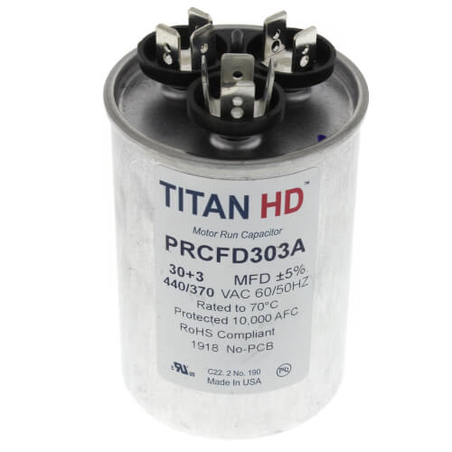 30/3 MFD Round Dual Motor Run Capacitor (440/370V)