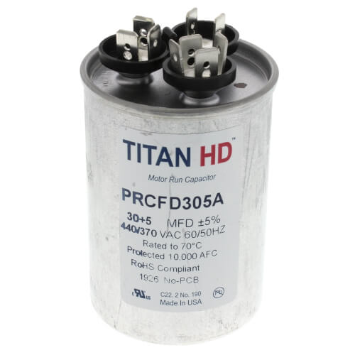 Main product image of 30/5 MFD Round Dual Motor Run Capacitor (440/370V)