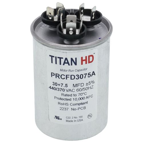 Main product image of 30/7.5 MFD Round Dual Motor Run Capacitor (440/370V)