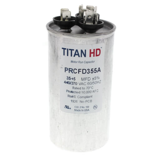 Main product image of 35/5 MFD Round Dual Motor Run Capacitor (440/370V)