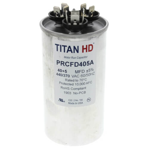 Main product image of 40/5 MFD Round Dual Motor Run Capacitor (440/370V)