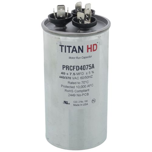 Main product image of 40/7.5 MFD Round Dual Motor Run Capacitor (440/370V)