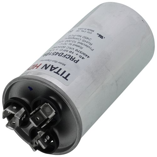 Main product image of 45/10 MFD Round Dual Motor Run Capacitor (440/370V)