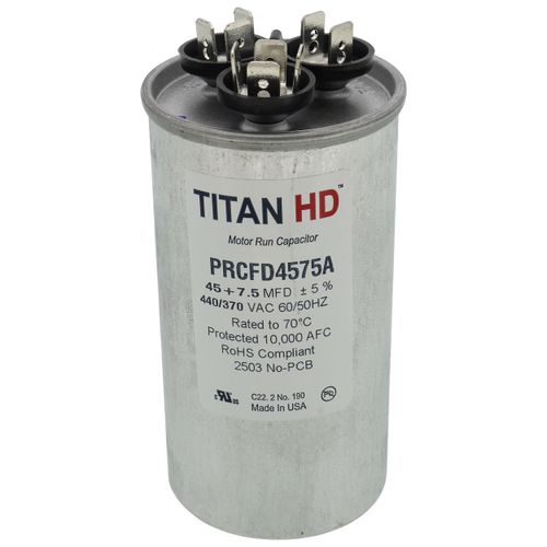 Main product image of 45/7.5 MFD Round Dual Motor Run Capacitor (440/370V)
