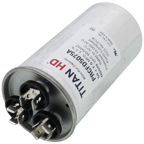 Main product image of 50/7.5 MFD Round Dual Motor Run Capacitor (440/370V)