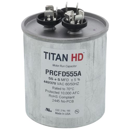 Main product image of 55/5 MFD Round Dual Motor Run Capacitor (440/370V)
