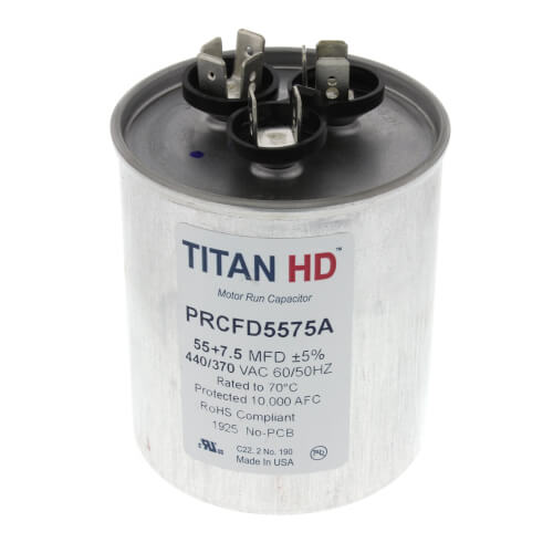Main product image of 55/7.5 MFD Round Dual Motor Run Capacitor (440/370V)