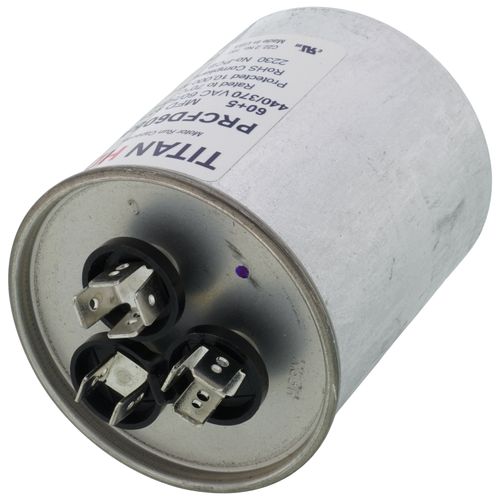 Main product image of 60/5 MFD Round Dual Motor Run Capacitor (440/370V)