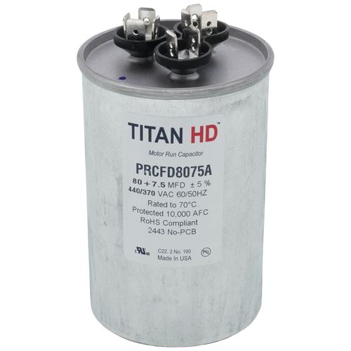 Main product image of 80/7.5 MFD Round Dual Motor Run Capacitor (440/370V)