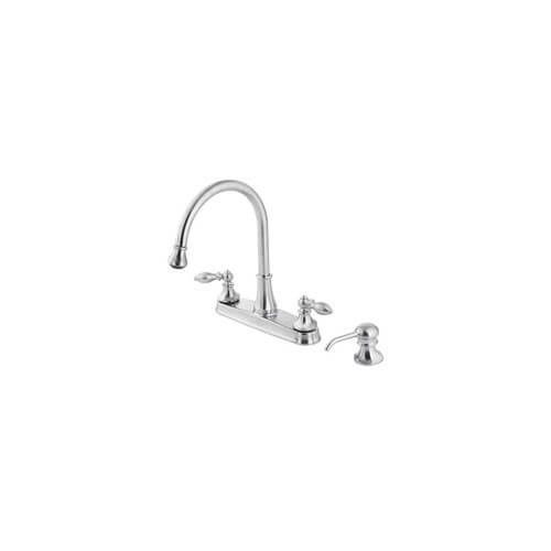 Main product image of Stainless Steel 4-Hole Kitchen Faucet with Pull-Out Sprayer, Metal Lever Handles Twist Spray Aerator Switches from Stream to Spray