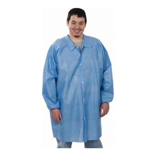 Main product image of ProShield 10 PB219S Lab Coat w/ Knit Collar and Cuff, Front Snap Closure, Blue, Small (Pack of 30)