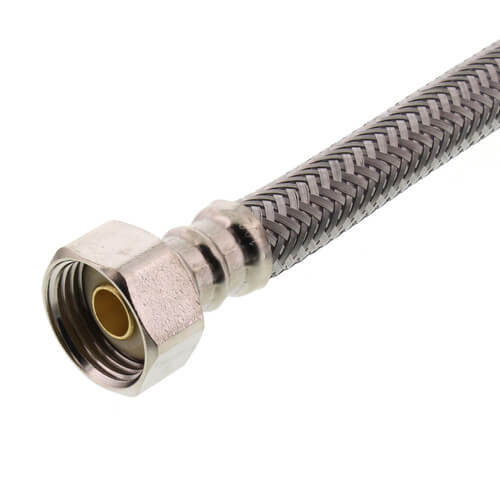 PRO1F12 12" Braided Stainless Steel Hose Faucet Connector (3/8" Compression x 1/2" FIP)