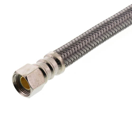 PRO1F12 12" Braided Stainless Steel Hose Faucet Connector (3/8" Compression x 1/2" FIP)