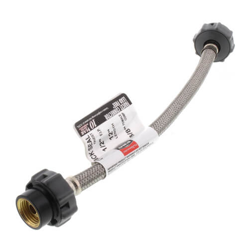 PRO1F12CS 12" Click Seal Braided Stainless Steel Hose Faucet Connector (3/8" Compression x 1/2" FIP)