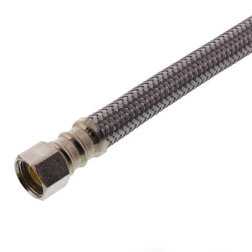 PRO1F20 20" Braided Stainless Steel Hose Faucet Connector (3/8" Compression x 1/2" FIP)
