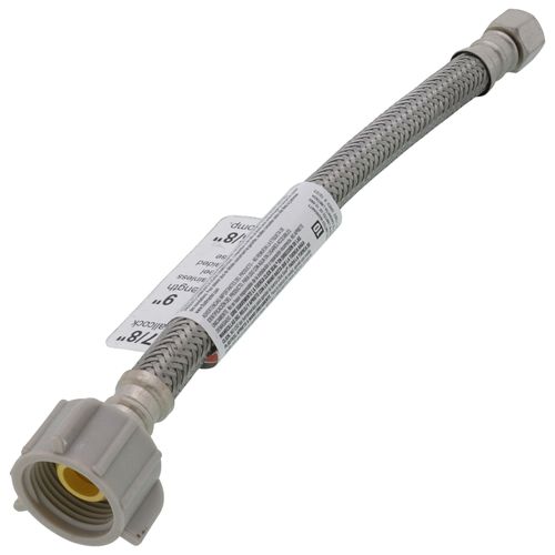 Main product image of 9" Pro-Series Braided Stainless Steel Hose Toilet Connector (3/8" Compression x 7/8" Ballcock)