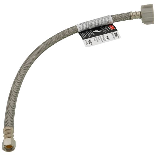 Main product image of 16" Pro-Series Braided Stainless Steel Hose Toilet Connector (3/8" Compression x 7/8" Ballcock)