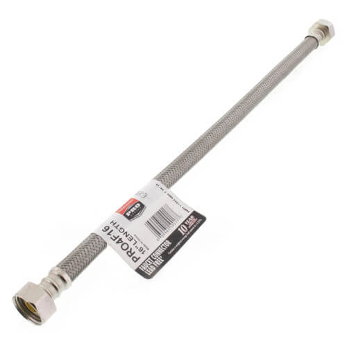Main product image of 16" Pro-Series Braided Stainless Steel Hose Faucet Supply Connector (1/2 FIP x 1/2" FIP)
