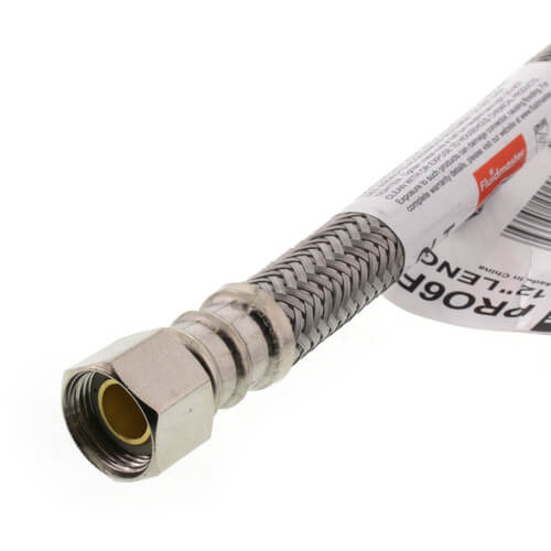 12" Pro-Series Braided Stainless Steel Hose Faucet Supply Connector (3/8" x 3/8" Compression Thread)