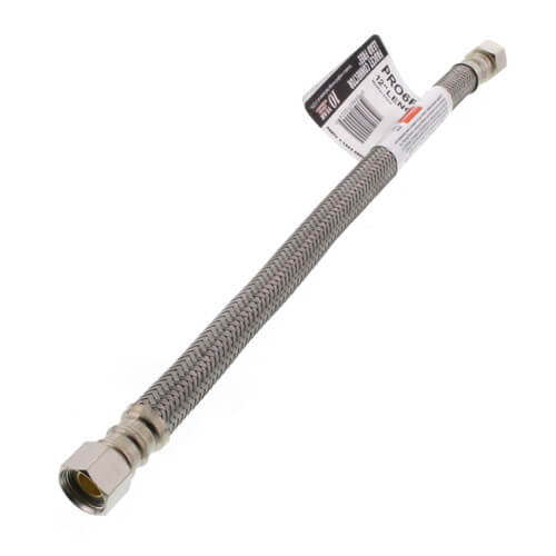 12" Pro-Series Braided Stainless Steel Hose Faucet Supply Connector (3/8" x 3/8" Compression Thread)