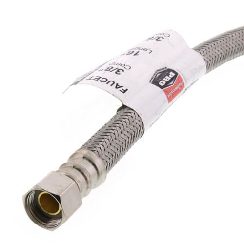 Main product image of 16" Pro-Series Braided Stainless Steel Hose Faucet Supply Connector (3/8" x 3/8" Compression Thread)