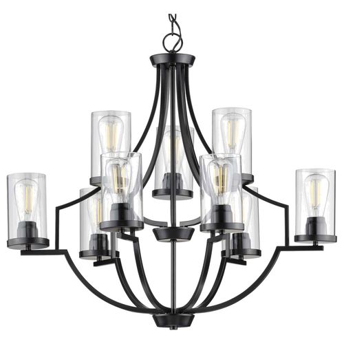 Main product image of Lassiter 9 Light Clear Glass Chandelier (Matte Black), P400198-031