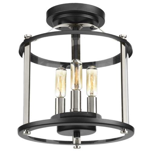 Main product image of Squire 3 Light Semi-Flush Convertible Lantern (Black), P550011-031