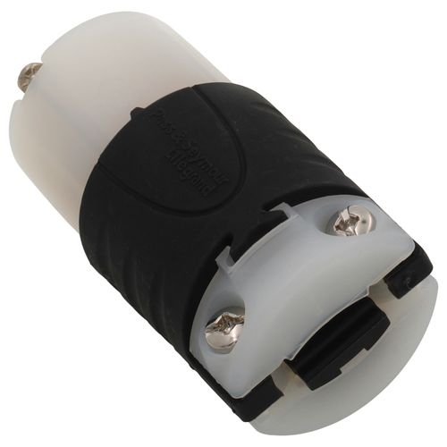 Main product image of Extra-Hard Use Spec-Grade Connector, 2P, 3-Wire, 15A, NEMA 5-15R - Black/White (125V)